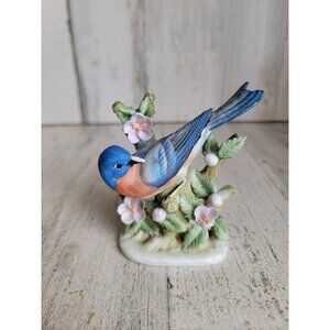Lefton China bluebird KW464 Vintage bird flower statue figure
